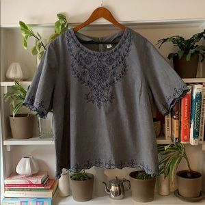 Boho Anthropologie vibe chambray top